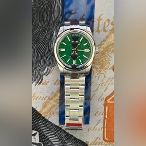 Men’s Luxury Stainless Steel Automatic Watch “OP” Style Green Dial Colorway 41mm